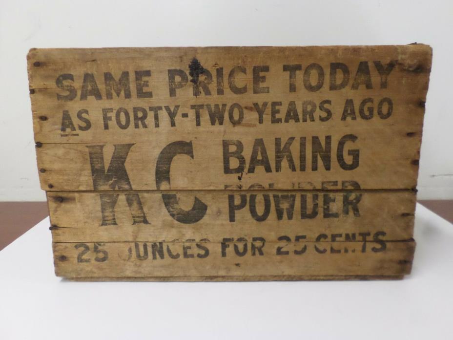 Vintage Wood Crate Box KC Baking Powder Bought by the Government 21