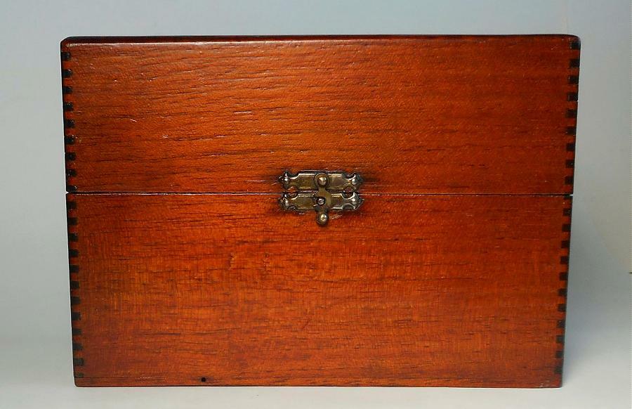 Vintage Antique Pine Finger Jointed Wood File Index Recipe Box Farm House Decor