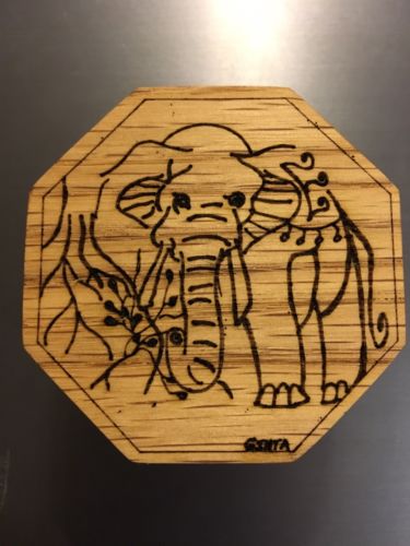 Carved Red Oak Octangular Box With Original Artwork