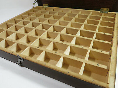 Refinshed and Restored Antique Early 1900s Wood Storage Box with 64 Compartments