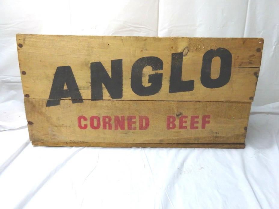 Vintage Anglo Corned Beef Box Crate Made In Argentine Wooden Industria Argentina
