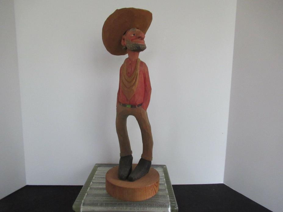 RARE EARLY WOODCARVED COWBOY -- HAROLD ENLOW