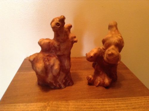 ? Chinese Antique Primative Burl Wood Carving Figures Folk Art