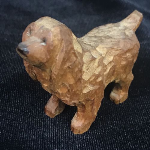 Hand Carveb Wooden Spaniel Dog Folk Art