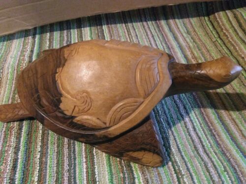 Large Hand Carved Turtle, Statue, Sculpture, Wood Art Figurine