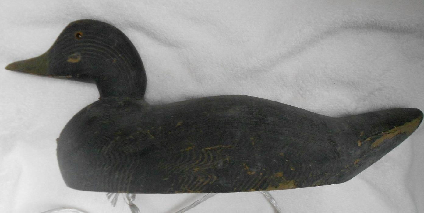 vintage 15'' old dirty Wood Duck Decoy with Weight (missing 1 eye) = READ