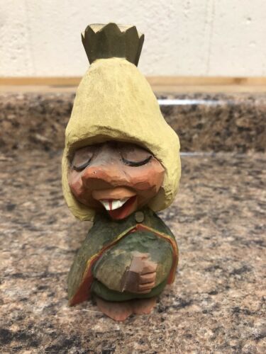 Henning Wood Troll Gnome with Crown Norway Carved by Hand