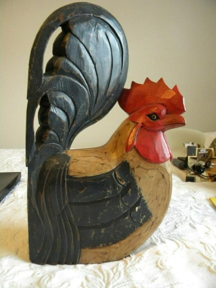 JUST PICKED THIS WOODEN ROOSTER UP.HE IS GREAT. 16X10X5