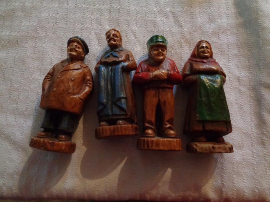 4 Vintage  Syroco Wood?  Figure Old Sailor Man Woman old man and woman