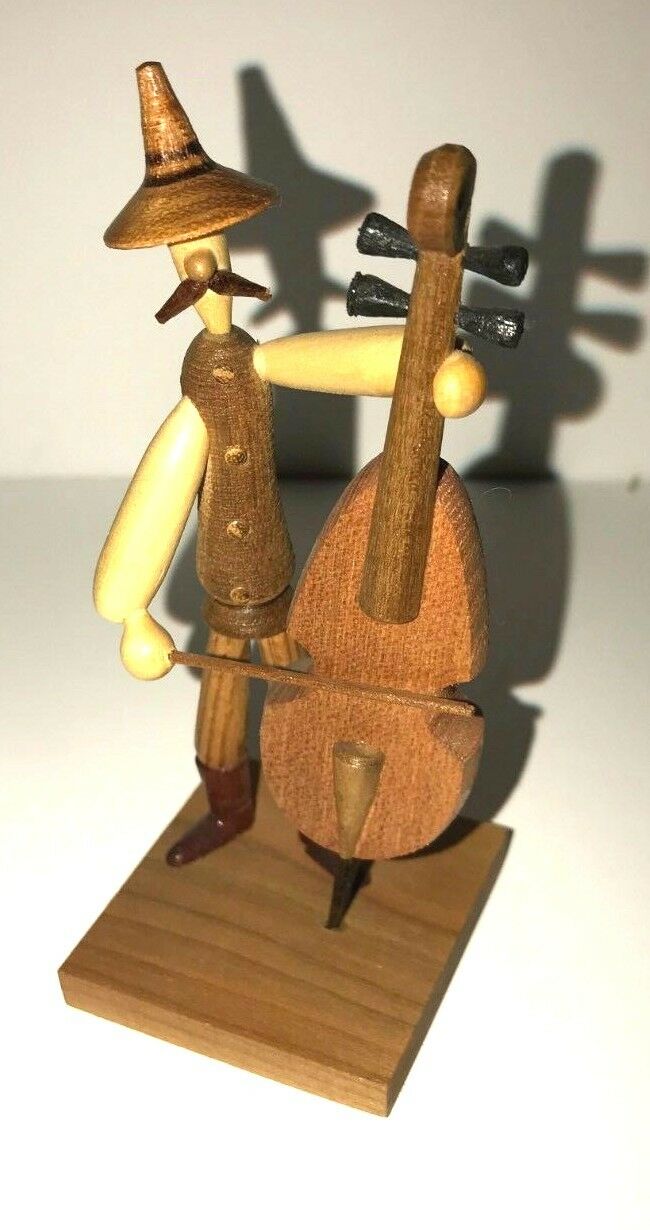 B Borowik S Byliniak Poland Hand Carved Wooden Musicians Figurines Cello