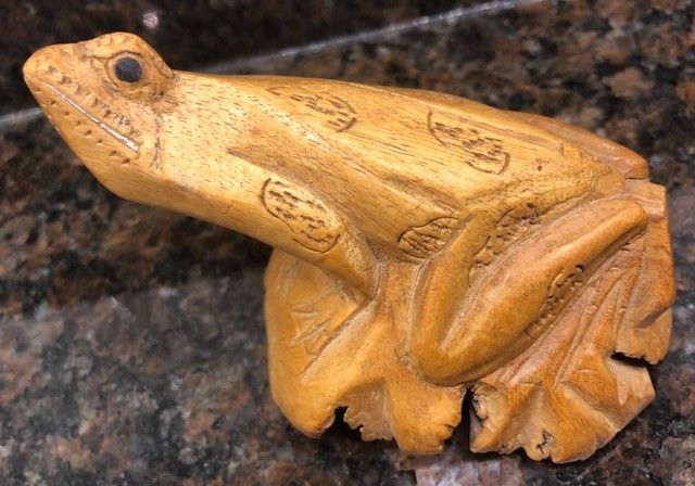 Hand Carved Wood Burl Frog Figure Carving
