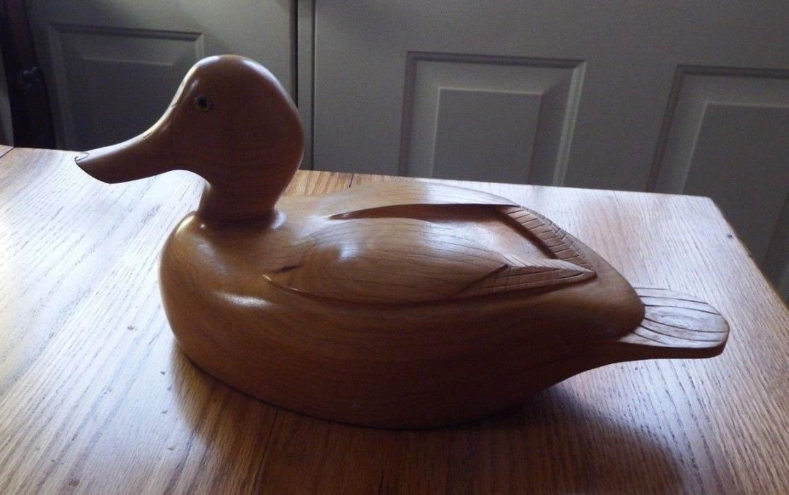 Excellent Vintage Hand Carved Ornamental Wooden Duck Decoy.
