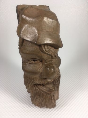 Vintage Hand Carved Man’s Face Sculpture Exposed Bark Black Forest ?