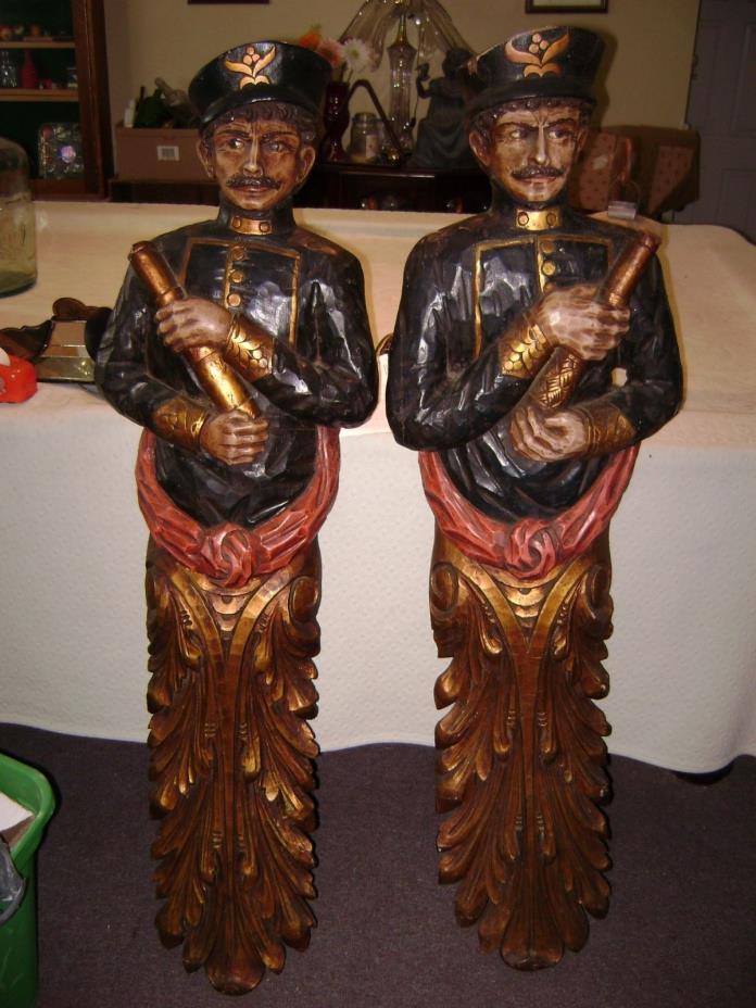 Hand Carved Tobacco Figures , Old, Near  Pristine