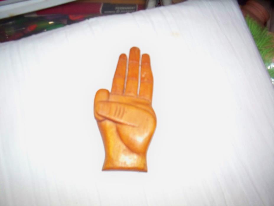 WOODEN HAND, CARVED, HANDMADE, 3 YR OLD, 