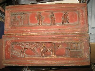 EARLY 20TH CENTURY ANTIQUE ASIAN HAND CARVED WOOD WALL HANGINGS/JAPAN?/CHINA?