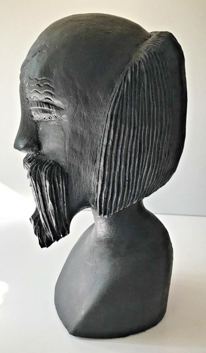 Vintage Hand Carved Detailed BUST Man with Beard & Mustache 11