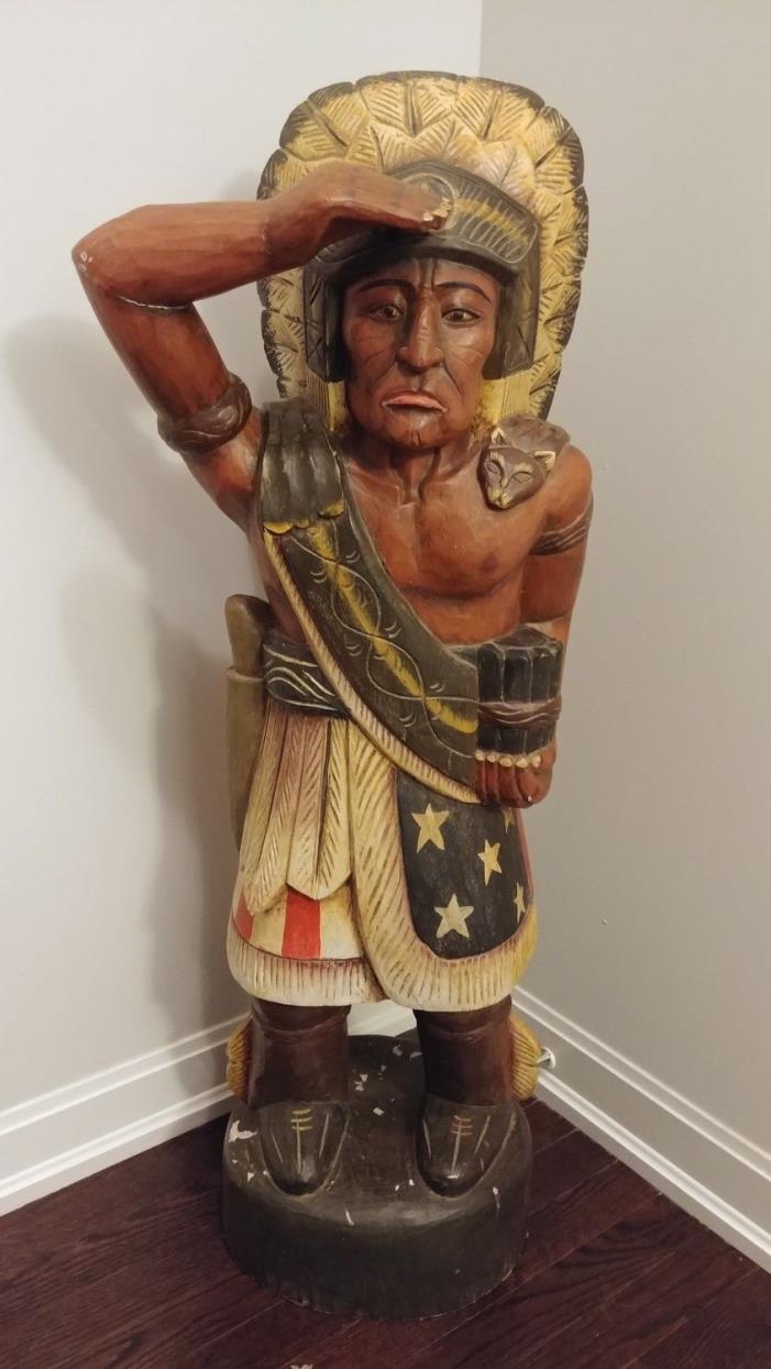 Vintage Cigar Store Original Carved Figure of a Native American indian