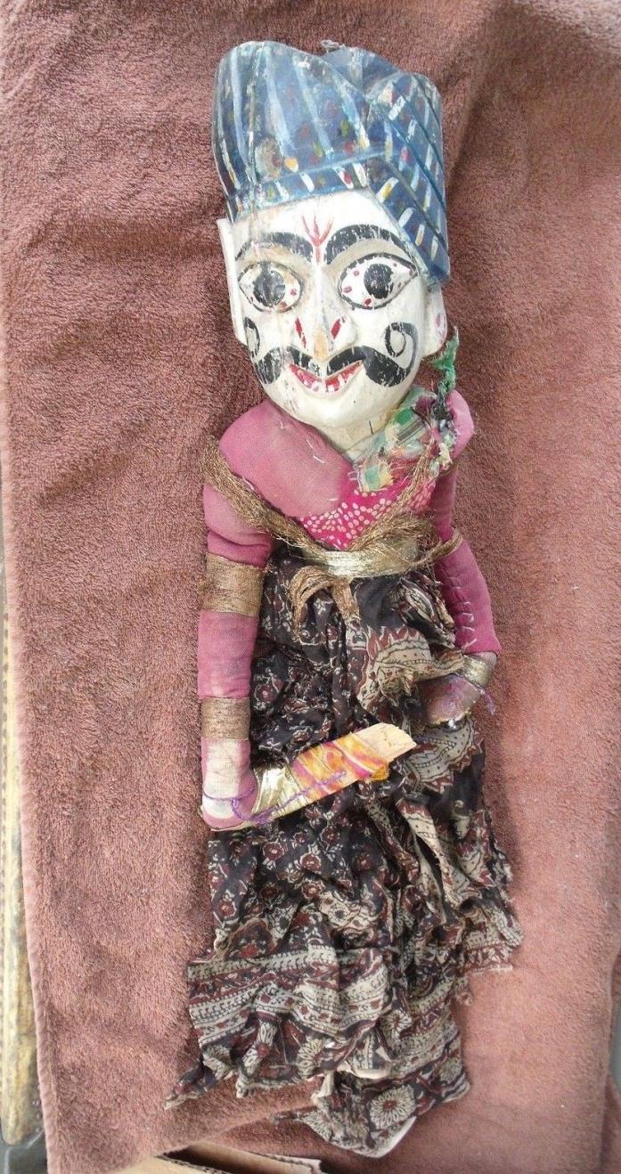 Vintag hand carved wooden head Haricrishna puppet style