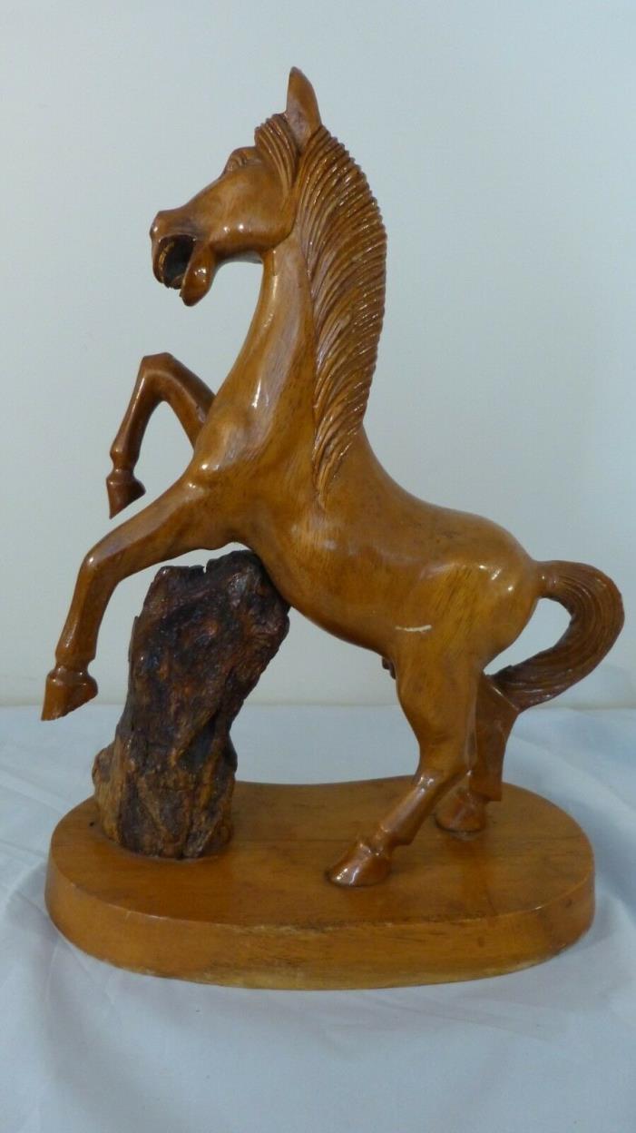 Vintage Black Forest Carved Wood Stallion Horse Statue 19