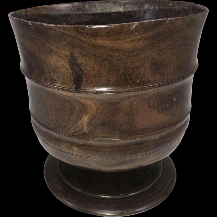 Exceptional 17th Century Carved English Wassail Bowl in Figured Lignum Vitae