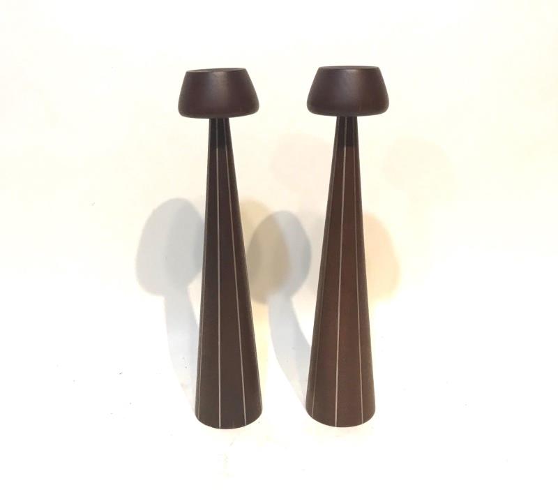 Pair of Paul Evans and Phillip Powell Candlesticks Candle Holders Pre Brutalist