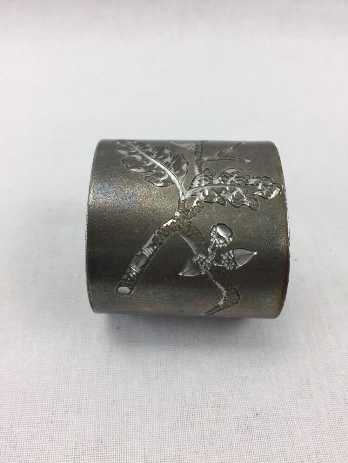 Napkin Ring Oak Leaves And Acorns Quadruple Silver Early 1900's