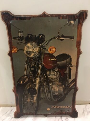 Rare Vintage motorcycle wooden Poster Plaque Picture Kawasaki kz1000
