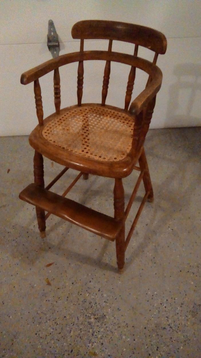 Antique Wooden Childs Windsor Style Booster High Chair