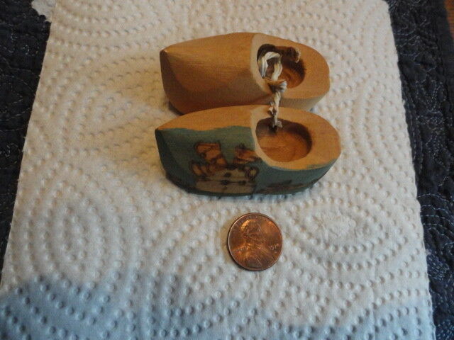 CUTE Pair Of Old Wooden Mini Dutch Shoes Advertiting 