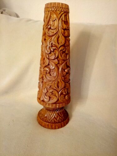 Vintage 15” Handcrafted Teakwood Vase Thailand