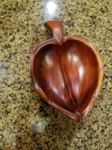 Solid Mahogany Nut Shaped Dish intage Made in Haiti