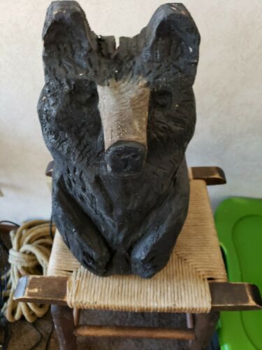 Black Bear antique hand carved wooden bear