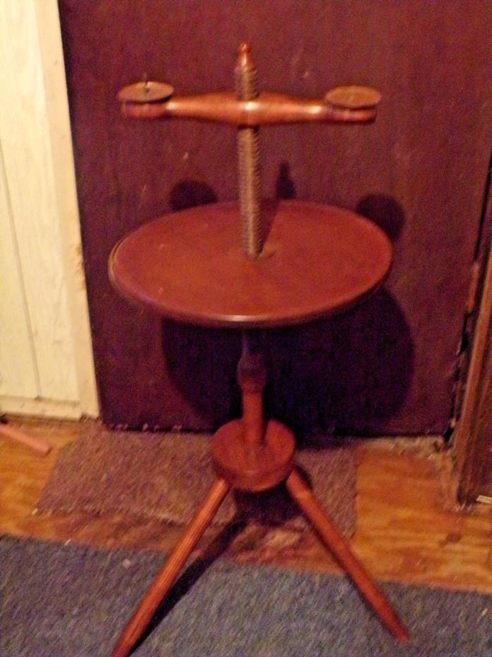 ANTIQUE VINTAGE  1700'S  HAND MADE WOODEN CANDLE TABLE  REDUCED!! AGAIN!!