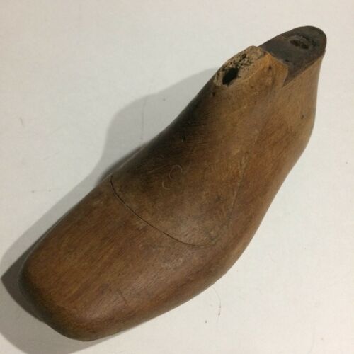 Antique Cobblers Wooden Shoe Form Rustic Wormy Worn Small