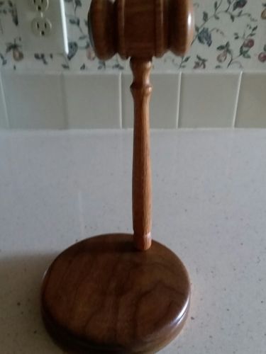 Vintage Gavel Wooden with Block Oak and Walnut