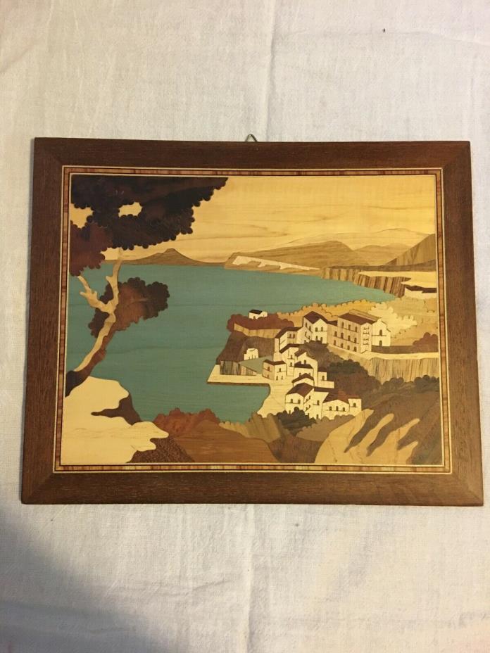 Sorrento Italy Inlaid Wood Mayflower Wall Hanging 10.75