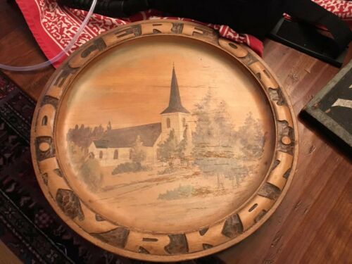 Swedish Antique Wooden Carved Plate Degorfors Church Scandinavian