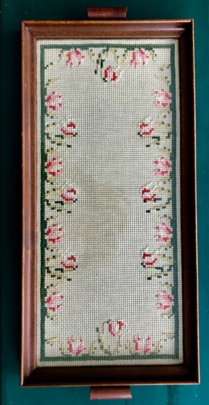 Antique Wood Tray with Embroidery 1914