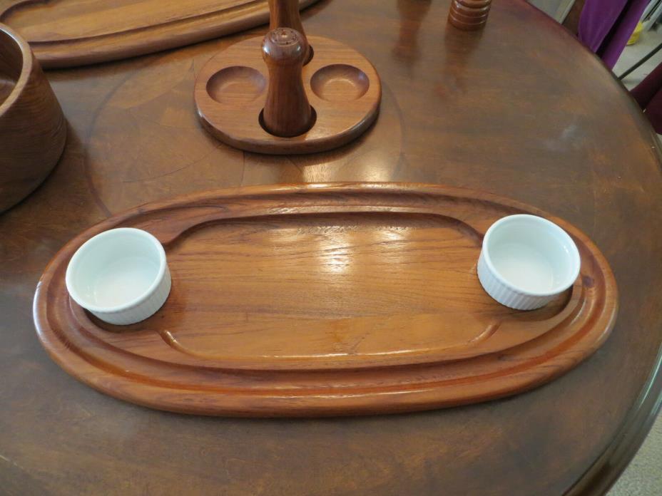 Vintage Signed Teak Dansk International LTD Wood tray with bowls
