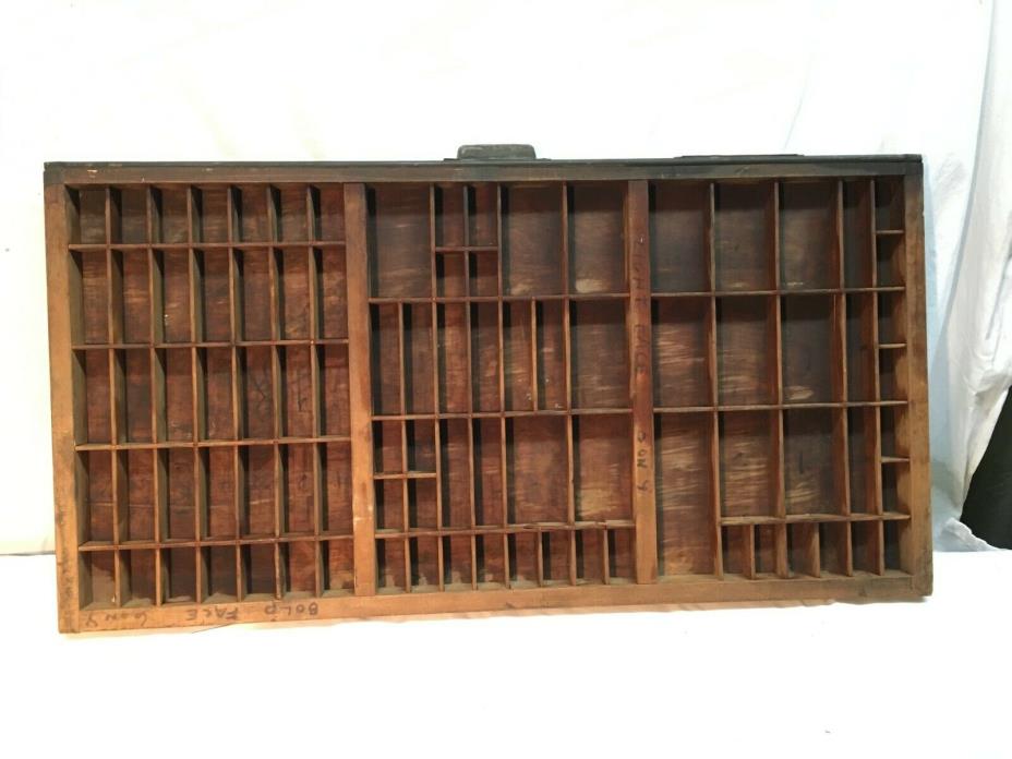 Antique Vtg HAMILTON PRINTERS TYPESET DRAWER Wood Tray Shadow Box Divided 89