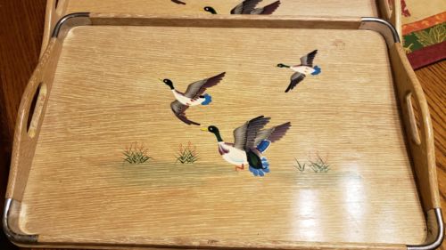 Vintage Nesting Trays Wooden Japan Hand-Painted Wooden Set Of 3