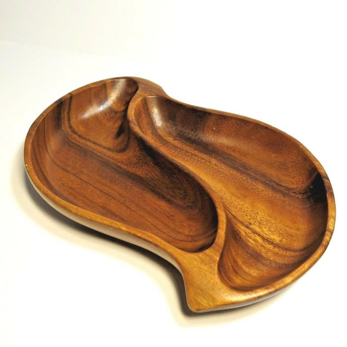 VTG Leilani Monkey Pod Wood hand crafted Serving Dish Nut Tray Leaf MCM