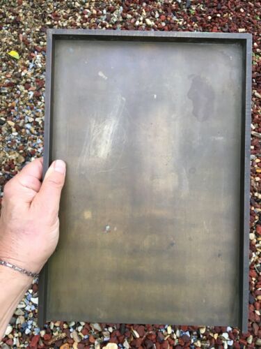 Antique Type Founder Heavy Brass Letterpress Galley Tray 13.25