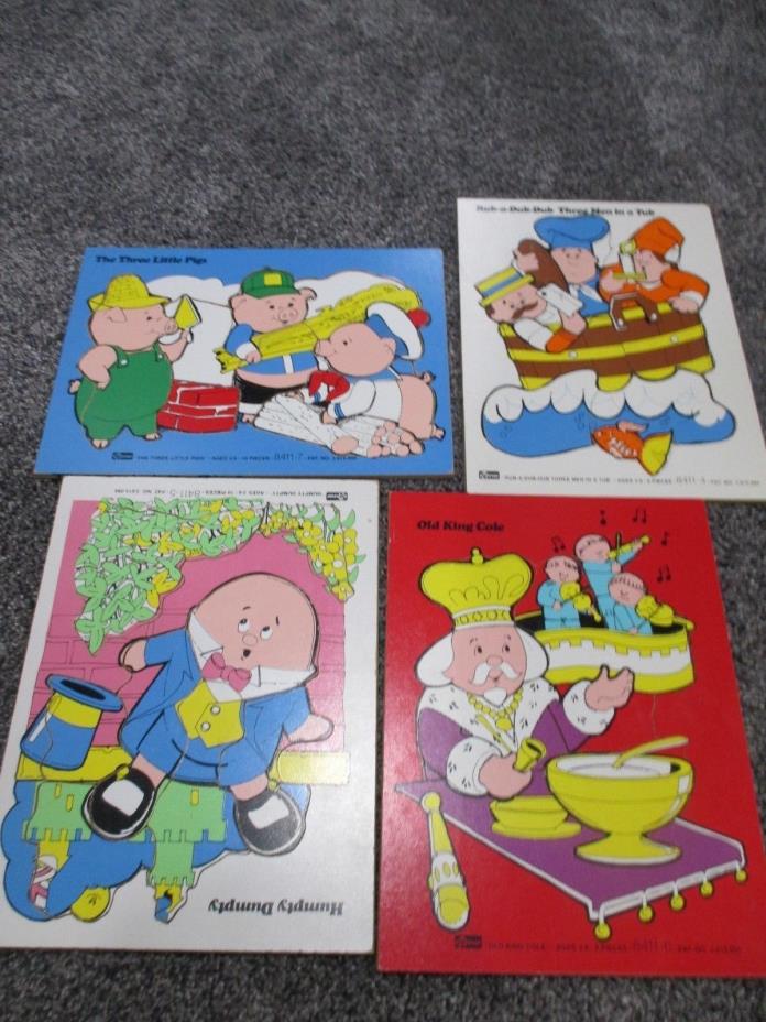 vintage wooden tray puzzles lot 4 SIFO Connor toys nursery stories