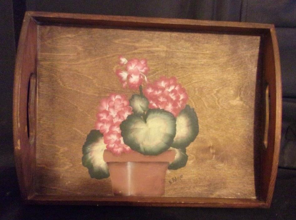 VINTAGE CARRYING TRAY w/FLOWERS