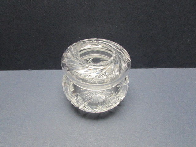 Antique Crystal Cut Glass Hair Receiver Dressser Jar