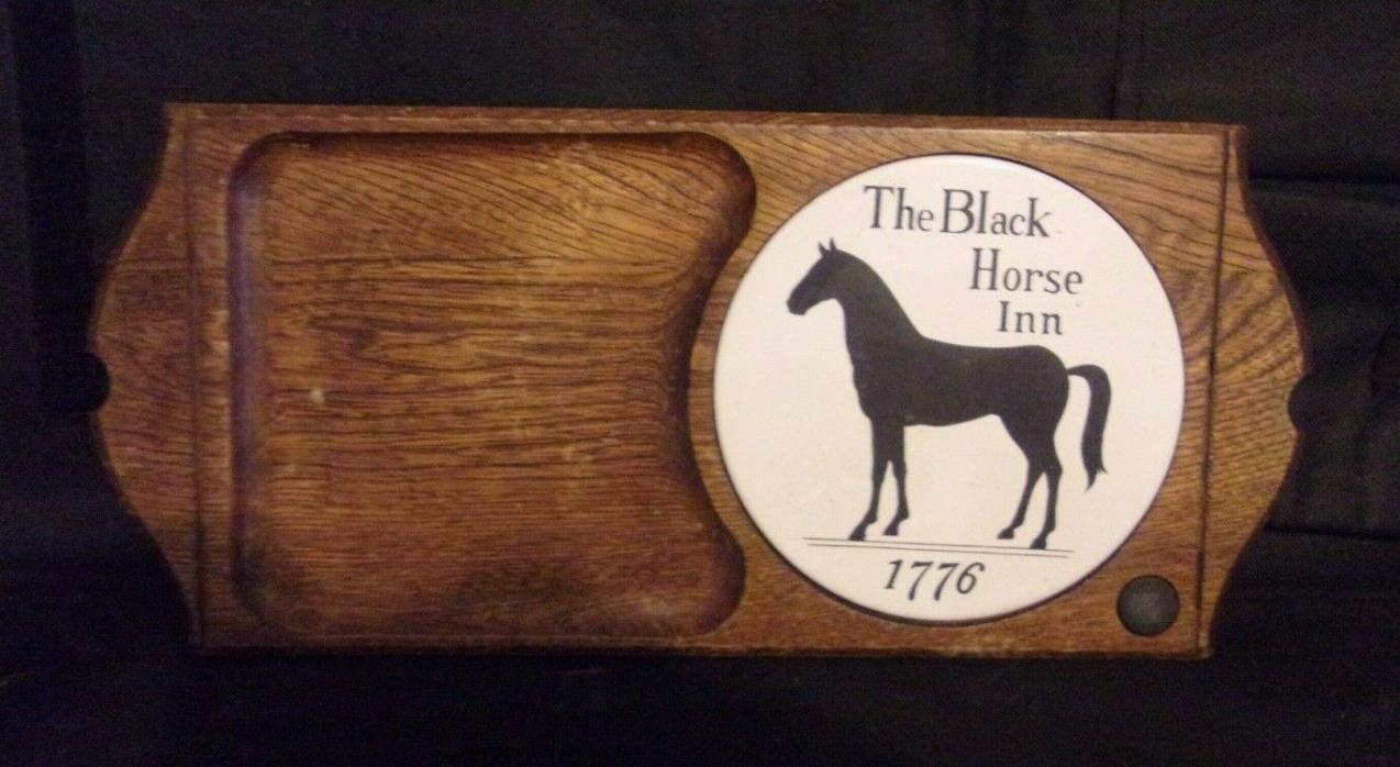 VINTAGE WOOD BLACK HORSE INN SNACK TRAY