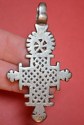 Ethnic Silver Antique Ethiopian Coptic Christian Cross Pendant Ethiopia, Africa