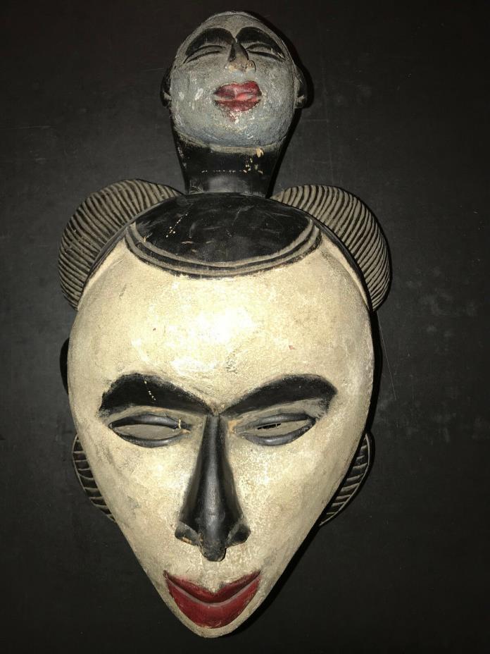 African Helmet Mask 2 heads 18